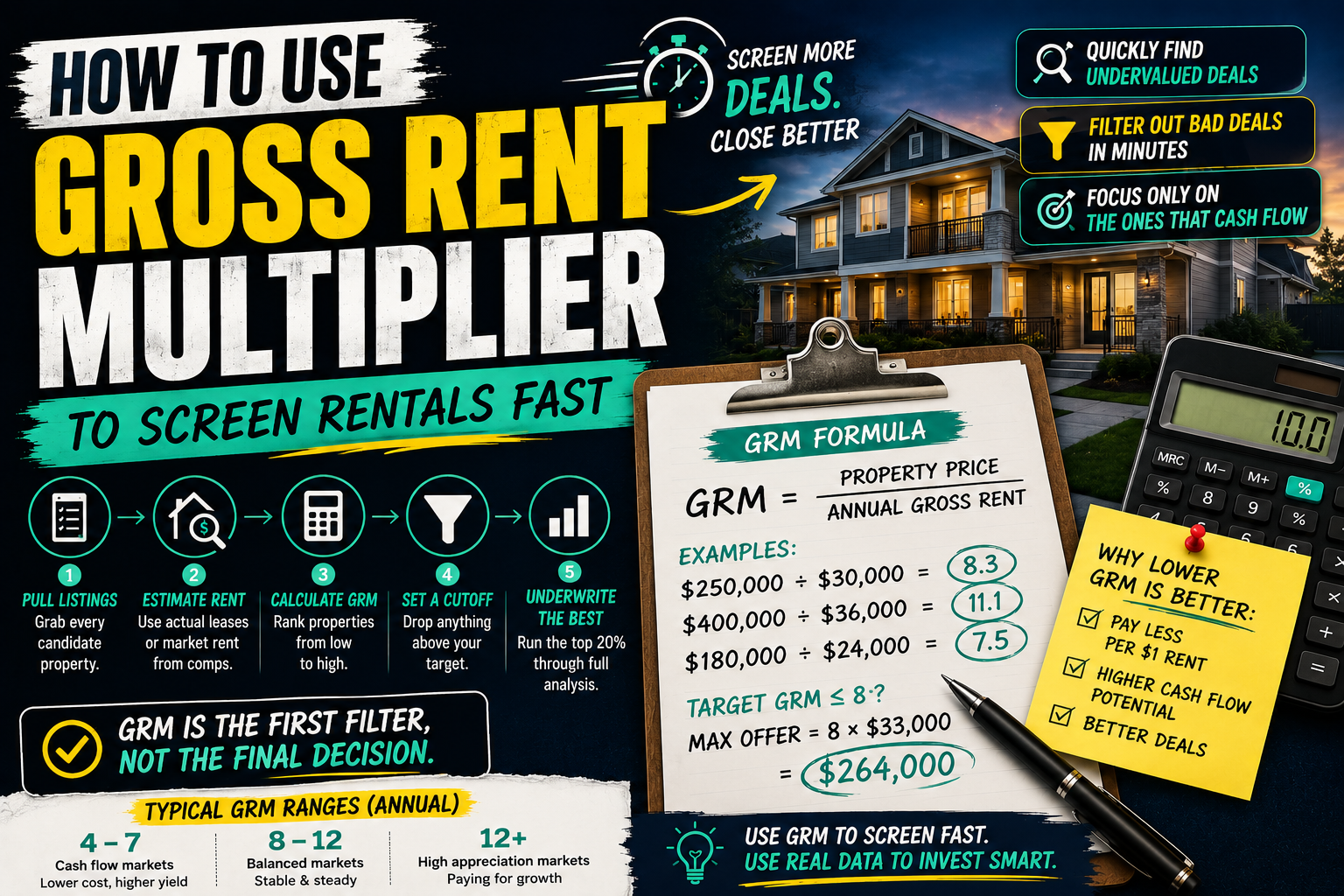 How to Use Gross Rent Multiplier to Screen Rentals Fast